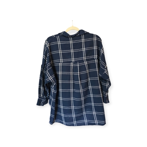 Plaid Top French Connection Womens Pull Over Check Flannel Medium - Picture 2 of 7